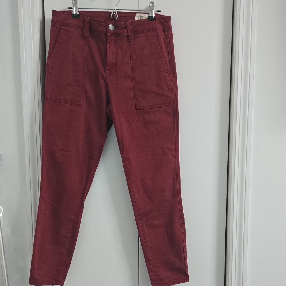 Women's Cosmic Blue Love Skinny Dark Red Pants